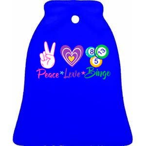 Peace Love Bingo Funny Lucky Bingo Gift Ceramic Bell Ornament