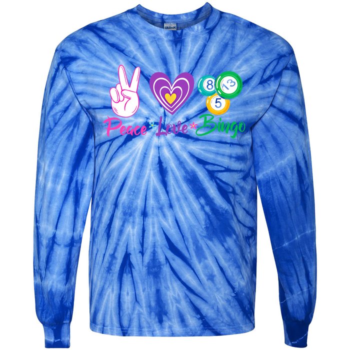 Peace Love Bingo Funny Lucky Bingo Gift Tie-Dye Long Sleeve Shirt