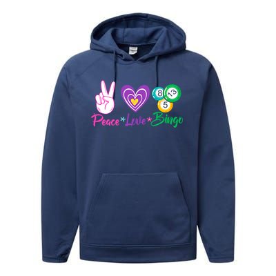 Peace Love Bingo Funny Lucky Bingo Gift Performance Fleece Hoodie