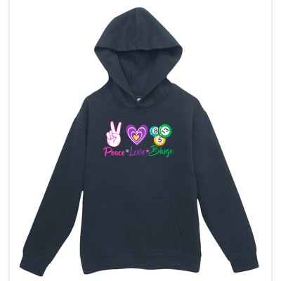 Peace Love Bingo Funny Lucky Bingo Gift Urban Pullover Hoodie