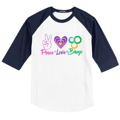 Peace Love Bingo Funny Lucky Bingo Gift Baseball Sleeve Shirt