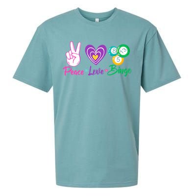 Peace Love Bingo Funny Lucky Bingo Gift Sueded Cloud Jersey T-Shirt