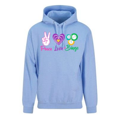 Peace Love Bingo Funny Lucky Bingo Gift Unisex Surf Hoodie