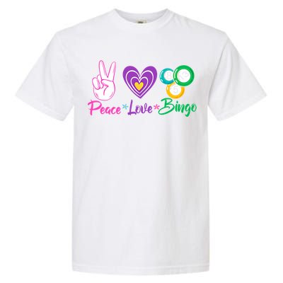 Peace Love Bingo Funny Lucky Bingo Gift Garment-Dyed Heavyweight T-Shirt