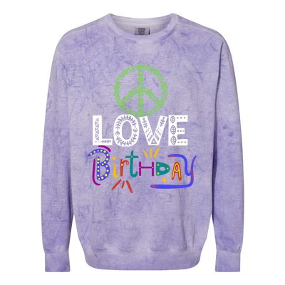 Peace Love Birthday Outfit Shamrock Lucky And Cute Gift Colorblast Crewneck Sweatshirt