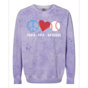 Peace Love Baseball Funny Baseball Lover Player Coach Fans Gift Colorblast Crewneck Sweatshirt