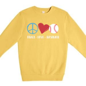 Peace Love Baseball Funny Baseball Lover Player Coach Fans Gift Premium Crewneck Sweatshirt