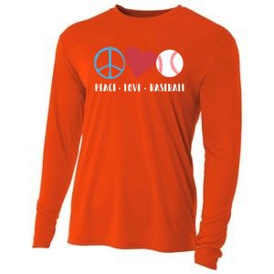 Peace Love Baseball Funny Baseball Lover Player Coach Fans Gift Cooling Performance Long Sleeve Crew