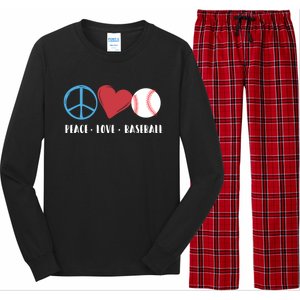 Peace Love Baseball Funny Baseball Lover Player Coach Fans Gift Long Sleeve Pajama Set