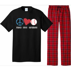 Peace Love Baseball Funny Baseball Lover Player Coach Fans Gift Pajama Set