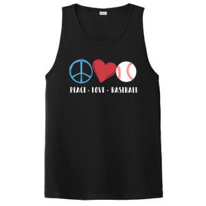 Peace Love Baseball Funny Baseball Lover Player Coach Fans Gift PosiCharge Competitor Tank