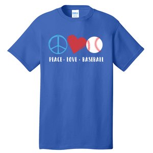 Peace Love Baseball Funny Baseball Lover Player Coach Fans Gift Tall T-Shirt