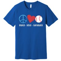 Peace Love Baseball Funny Baseball Lover Player Coach Fans Gift Premium T-Shirt