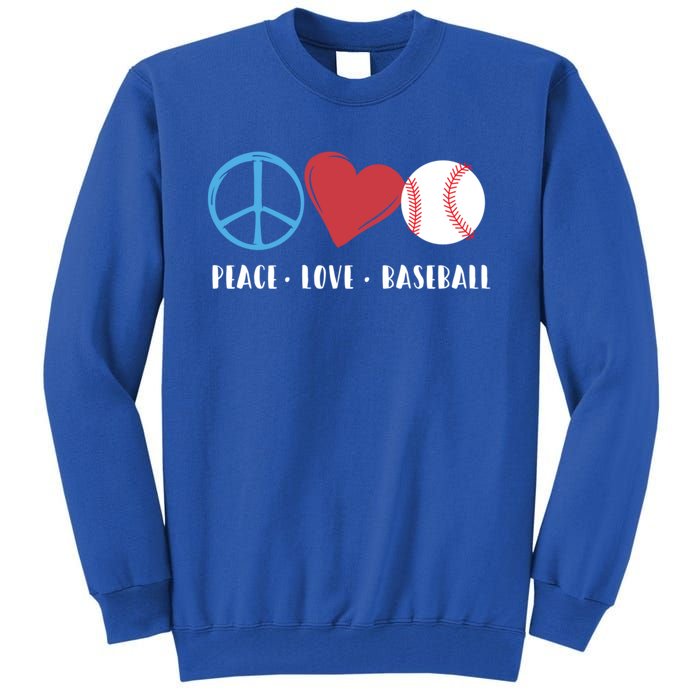 Peace Love Baseball Funny Baseball Lover Player Coach Fans Gift Tall Sweatshirt