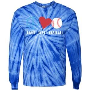 Peace Love Baseball Funny Baseball Lover Player Coach Fans Gift Tie-Dye Long Sleeve Shirt