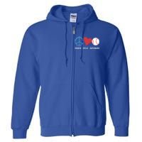 Peace Love Baseball Funny Baseball Lover Player Coach Fans Gift Full Zip Hoodie