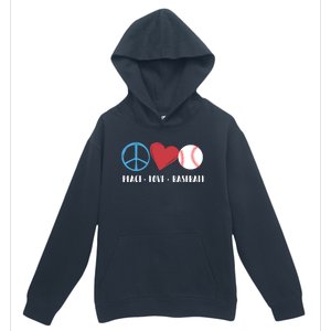 Peace Love Baseball Funny Baseball Lover Player Coach Fans Gift Urban Pullover Hoodie