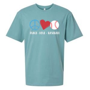 Peace Love Baseball Funny Baseball Lover Player Coach Fans Gift Sueded Cloud Jersey T-Shirt