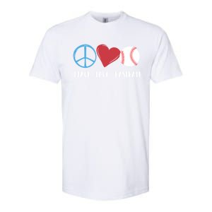 Peace Love Baseball Funny Baseball Lover Player Coach Fans Gift Softstyle CVC T-Shirt