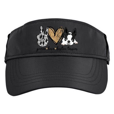 Peace Love Boston Terrier Funny Boston Terrier Lover Dog Mom Adult Drive Performance Visor