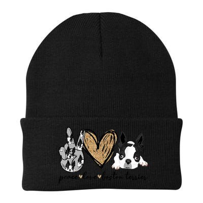 Peace Love Boston Terrier Funny Boston Terrier Lover Dog Mom Beanie
