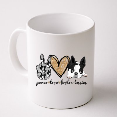 Peace Love Boston Terrier Funny Boston Terrier Lover Dog Mom Coffee Mug