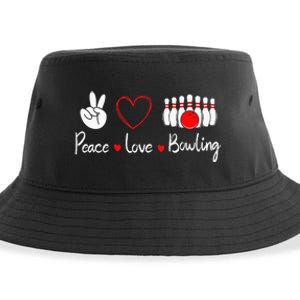 Peace Love Bowling Cute Bowling Lover Sustainable Bucket Hat