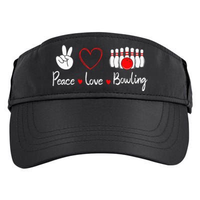 Peace Love Bowling Cute Bowling Lover Adult Drive Performance Visor