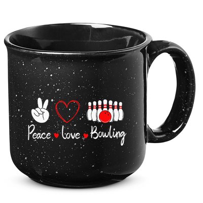 Peace Love Bowling Cute Bowling Lover 15oz Campfire Ceramic Mug