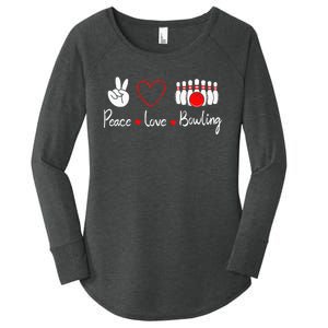 Peace Love Bowling Cute Bowling Lover Women's Perfect Tri Tunic Long Sleeve Shirt