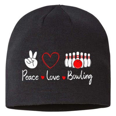 Peace Love Bowling Cute Bowling Lover Sustainable Beanie