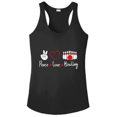 Peace Love Bowling Cute Bowling Lover Ladies PosiCharge Competitor Racerback Tank