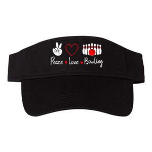 Peace Love Bowling Cute Bowling Lover Valucap Bio-Washed Visor