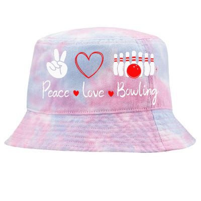 Peace Love Bowling Cute Bowling Lover Tie-Dyed Bucket Hat