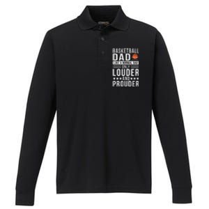 Proud Loud Basketball Dad Of A Basketball Player Dad Performance Long Sleeve Polo