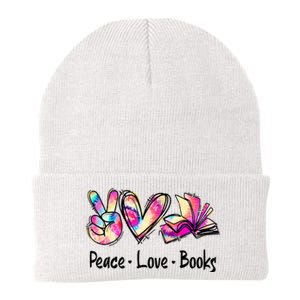 Peace Love Books Librarian Teacher Life Book Library Tie Dye Knit Cap Winter Beanie