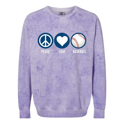 Peace Love Baseball Colorblast Crewneck Sweatshirt