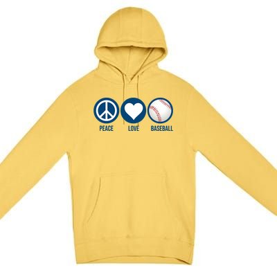 Peace Love Baseball Premium Pullover Hoodie