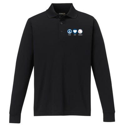 Peace Love Baseball Performance Long Sleeve Polo