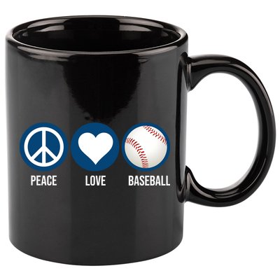 Peace Love Baseball 11oz C Handle Ceramic Mug
