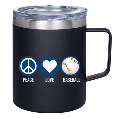 Peace Love Baseball 12oz Stainless Steel Coffee Mug