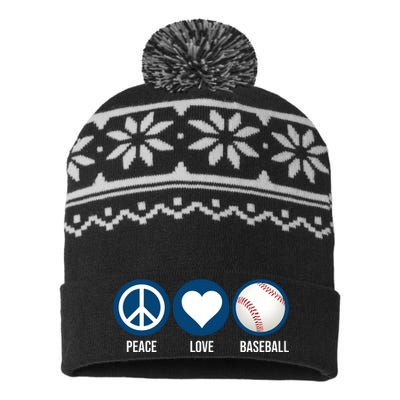 Peace Love Baseball USA-Made Snowflake Beanie