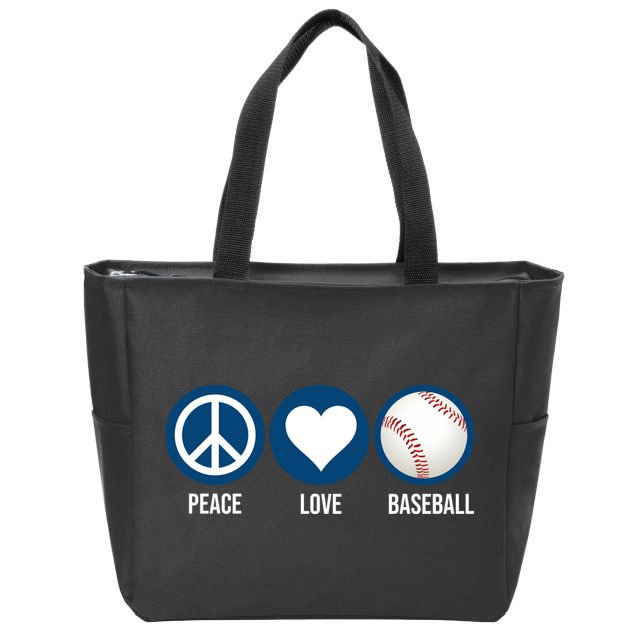 Peace Love Baseball Zip Tote Bag