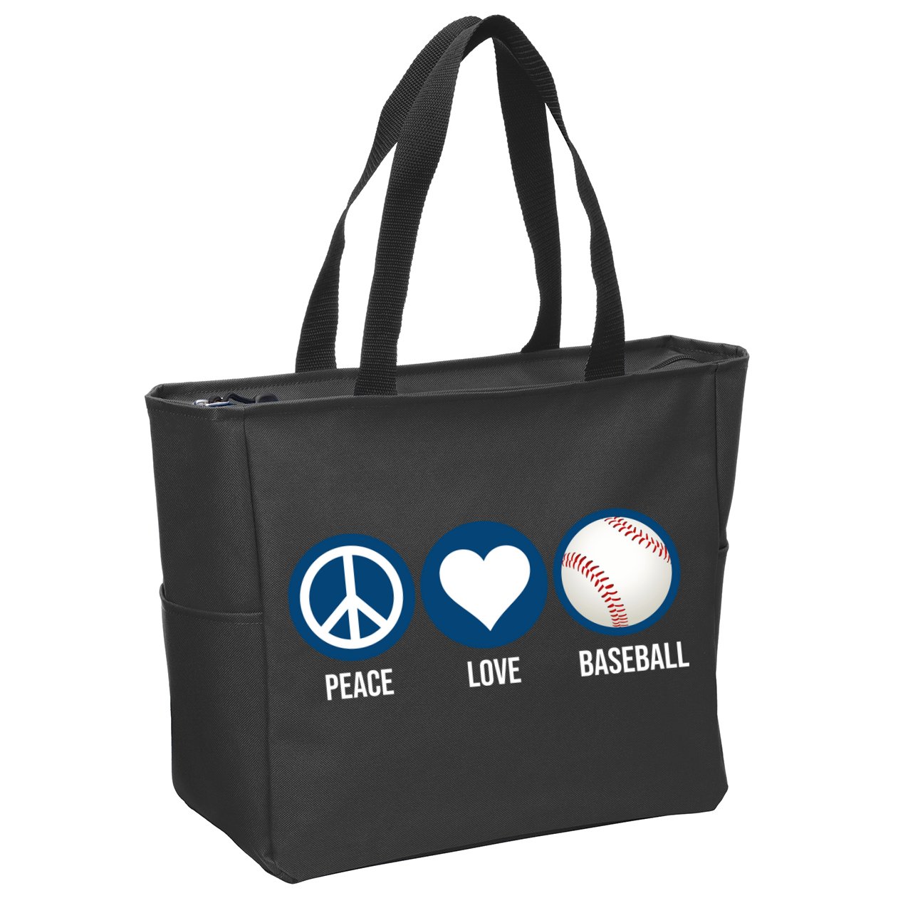 Peace Love Baseball Zip Tote Bag