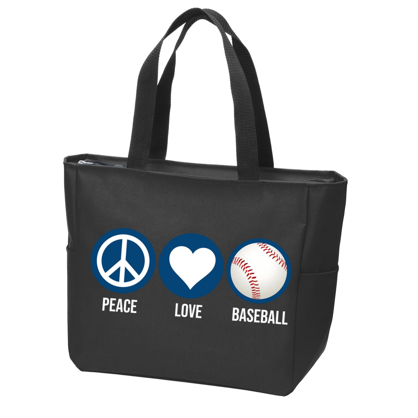 Peace Love Baseball Zip Tote Bag