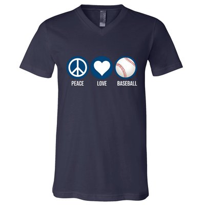 Peace Love Baseball V-Neck T-Shirt