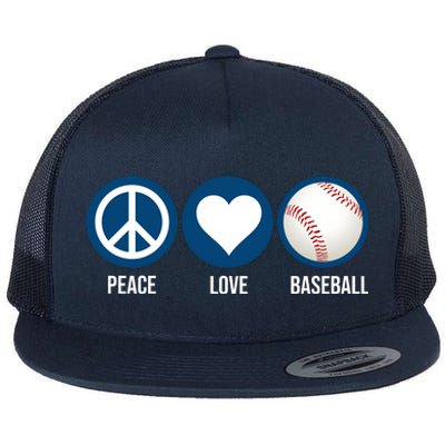 Peace Love Baseball Flat Bill Trucker Hat