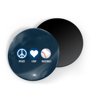 Peace Love Baseball Magnet