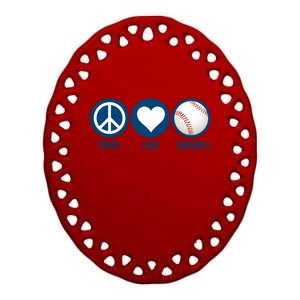 Peace Love Baseball Ceramic Oval Ornament