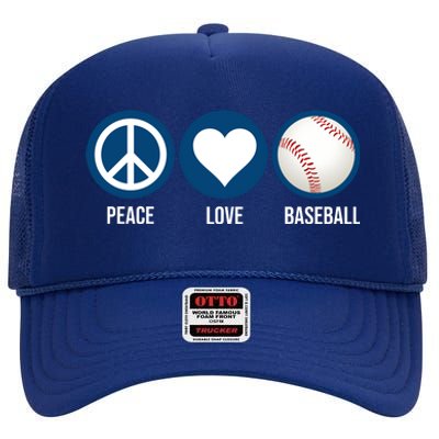 Peace Love Baseball High Crown Mesh Back Trucker Hat